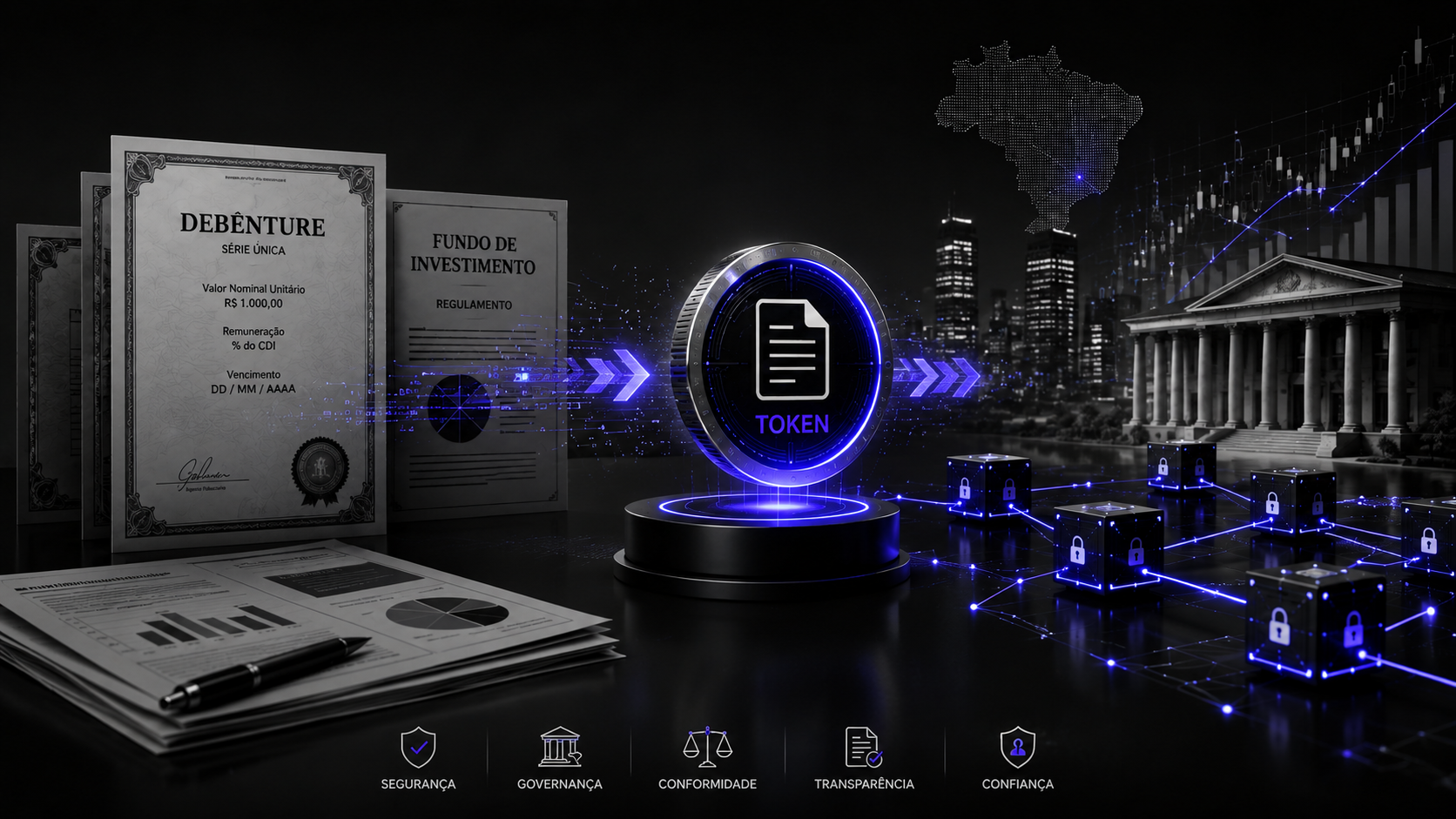 Piloto de tokenização da ANBIMA com debêntures, fundo de investimento e token digital em rede blockchain