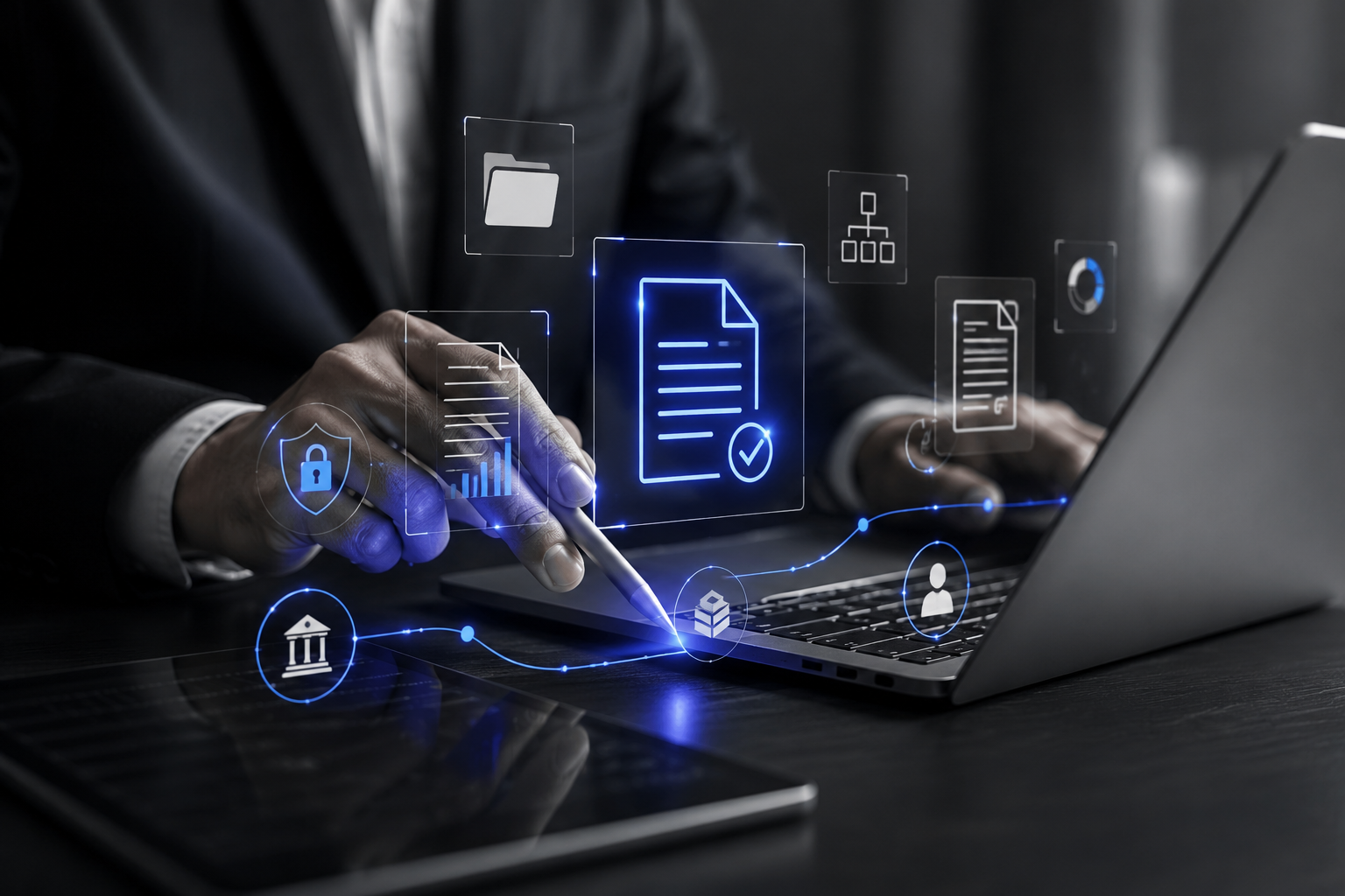 FIDC e duplicatas escriturais em ambiente digital com documentos eletrônicos, validação segura e tecnologia financeira.