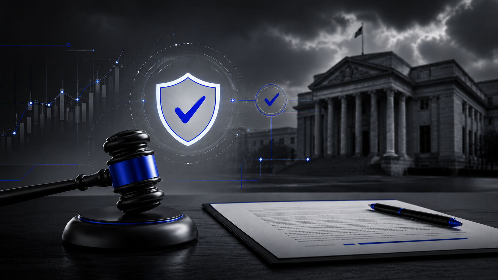 Resolução CVM 88 e tokenização de recebíveis representadas por martelo regulatório, contrato digital, prédio institucional e ícones de segurança financeira.